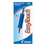 Pilot EasyTouch Ballpoint Pens, Medium Point, 1.0 mm, Blue Barrel, Blue Ink, Pack Of 12 Pens