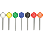 Gem Office Products Round Head Map Tacks - 0.18in Head - 0.4in Length - 100 / Box - Assorted