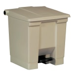 Rubbermaid Step-On Waste Container, 8 Gallons, 17in x 15 3/4in x 16 1/4in, Beige