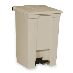 Rubbermaid Step-On Waste Container, 17 1/8in x 15 3/4inW x 16 3/4inD, 12-Gallon Capacity, Tan