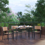 Flash Furniture Lark 5-Piece Outdoor Dining Table Set With 4 Club Chairs, Teak