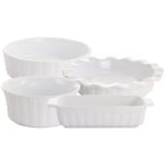 Gibson Elite Stoneware Gracious Dining 4-Piece Bakeware Set, White