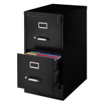 WorkPro 22inD Vertical 2-Drawer Letter-Size File Cabinet, Metal, Black