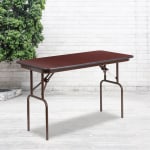 Flash Furniture Folding Banquet Table, 30inH x 24inW x 48inD, Mahogany/Brown