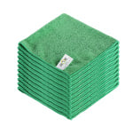 Globe Commercial Products Microfiber Cloths, 16in x 16in, Green, Pack Of 10 Cloths