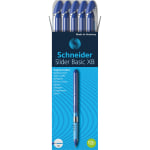 Schneider Slider Basic XB Ballpoint Pens - Extra Broad  - 1.4 mm Pen Point Size - Blue Ink - Rubberized Barrel - Stainless Steel Tip - 10 / Box