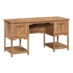 Sauder Coral Cape 59inW Double-Pedestal Computer Desk With File Drawer, Sindoori Mango