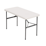 Realspace Molded Plastic Top Folding Table, 29inH x 48inW x 24inD, Platinum