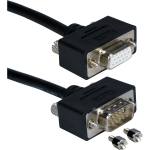 QVS Premium CC388M1-02 Coaxial UltraThin VGA Cable - 2 ft Coaxial Video Cable - First End: 1 x 15-pin HD-15 - Male - Second End: 1 x 15-pin HD-15 - Male - Shielding - Black - 1