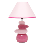 Creekwood Home Priva Ceramic Stacking Stones Table Lamp, 17-1/4inH, White Shades/Pink Base