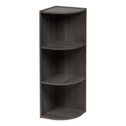 IRIS 35inH Curved 3-Shelf Corner Bookcase, Gray