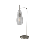 Adesso Layla Desk Lamp, 25-3/4inH, Clear/Brushed Steel