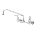 T&S Brass Wall-Mount Double Pantry Faucet, 12in, 8in Centers, Stainless