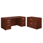 Sauder Affirm Collection Executive Desk With 2-Drawer Mobile Pedestal File And 3-Drawer Mobile Pedestal File And Lateral File, 72inW x 30inD, Classic Cherry