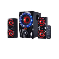 BeFree Sound 2.1 Channel Bluetooth Surround Sound Speaker System, Red/Black