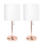 LimeLights Stick Lamps, 19-1/2inH, White Shade/Rose Gold Base, Set Of 2 Lamps