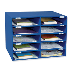 Pacon 70% Recycled Mailbox Storage Unit, 15 Slots, Blue