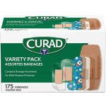 CURAD Bandage Variety Pack, Assorted Sizes/Styles, 175 Bandages Per Box, Case Of 24 Boxes