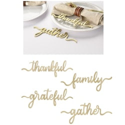 Amscan Thanksgiving Decorative Wood Sayings, 4in x 9in, Gold, Pack Of 8