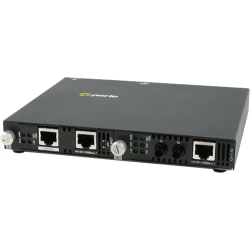 Perle SMI-1110-M2ST2 - Fiber media converter - GigE - 10Base-T, 1000Base-LX, 100Base-TX, 1000Base-T - RJ-45 / ST multi-mode - up to 1.2 miles - 1310 nm