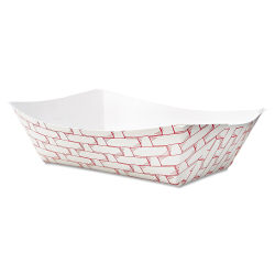 Boardwalk Paper Food Baskets, 3 Lb Capacity, Red/White, Pack Of 500