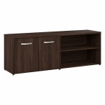 Bush Business Furniture Hybrid Low Storage Cabinet With Doors And Shelves, 21-1/4inH x 59-3/16inW x 15-3/4inD, Black Walnut, Standard Delivery