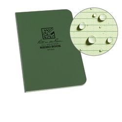 Rite in the Rain Field-Flex Memo Notebook, 3 1/2in x 5in, Universal Ruled, 112 Pages (56 Sheets), Green