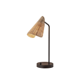 Adesso Cove Desk Lamp, 20-1/4in, Natural Rattan Shade/Black Base