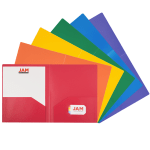 JAM Paper Heavy-Duty Plastic Presentation Folders, 9-1/2in x 11-1/2in, Assorted Fashion, Pack Of 6 Folders