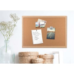 U Brands Cork Bulletin Board, 70in x 47in, Birch Wood Frame