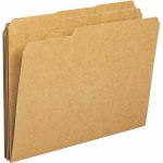 Business Source 1/3 Tab Cut Letter Classification Folders - 8 1/2in x 11in - Assorted Tab Position - Kraft, Stock - 100 / Box