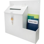 Deflecto Suggestion Storage Box With Lock, 13in x 13 13/16in x 3 5/8in, White