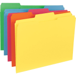 Business Source 1/3 Tab Cut Letter Classification Folders - 8 1/2in x 11in - Assorted Tab Position - Stock - Blue, Green, Red, Orange, Yellow - 100 / Box