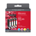 Office Depot Brand Remanufactured Black And Cyan, Magenta, Yellow Ink Cartridge Replacement For Canon CLI-221, Pack Of 4