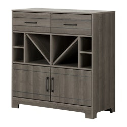 South Shore Vietti 32-Bottle Bar Cabinet With Bottle Storage, 36-1/4inH x 34-1/4inW x 16-3/4inD, Gray Maple