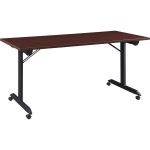 Lorell Mobile Folding Training Table, 29-1/2inH x 63inW x 29-1/2inD, Black/Brown