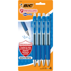 BIC Gel-ocity Prevaguard Gel Pens With Antimicrobial Additive, Medium Point, 0.7 mm, Blue Barrels, Blue Ink, Pack Of 4 Pens