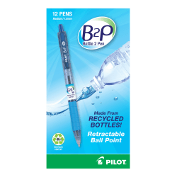 Pilot Bottle To Pen B2P BeGreen Ballpoint Pens, Medium Point, 1.0 mm, Blue Ink, Pack Of 12 Pens