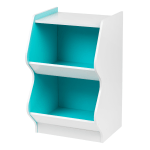 IRIS 27inH 2-Tier Bookshelf With Footboard, White/Blue