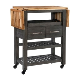 Ameriwood Home Landry Microwave Cart, With Cabinet, 30inH x 23inW x 15inD, Bank Alder