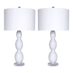 LumiSource Cinched Waves Contemporary Table Lamps, 28-3/4inH, White Shade/Milk White Base, Set Of 2 Lamps