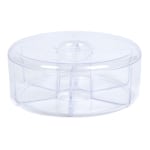 Mind Reader 6-Compartment Acrylic Round Tea Bag Holder With Lid, 3-1/4in x 8in, Clear