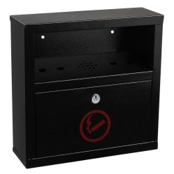 Alpine Quick Clean Rectangular Steel Wall-Mounted Cigarette Disposal Bin, 12-1/4inH x 5-13/16inW x 4-1/4inD, Black