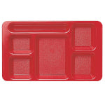 Cambro Camwear 5-Compartment Trays, Red, Pack Of 24 Trays