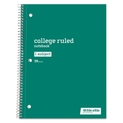 Office Depot Brand Stellar Poly Notebook, 8-1/2in x 11in, 3 Subject, College Ruled, 150 Sheets, Red