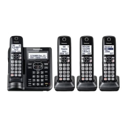 Panasonic DECT 6.0 Cordless Telephone With Answering Machine And Dual Keypad, 4 Handsets, KX-TGF544B