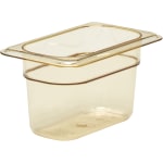 Cambro H-Pan High-Heat GN 1/9 Food Pans, 4inH x 4-1/4inW x 6-15/16inD, Amber, Pack Of 6 Pans