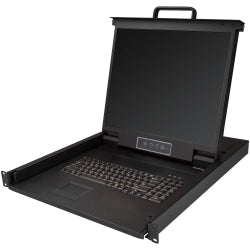 StarTech.com Rackmount KVM Console - 1U 19in LCD Monitor Single Port VGA KVM Server Rack Drawer includes Cables & Hardware - USB Support