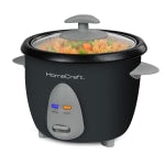 HomeCraft HCRC Rice Cooker & Food Steamer, 6-Cup, Black