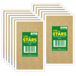 Eureka Presto-Stick Foil Star Stickers, 3/4in, Silver, 175 Stickers Per Pack, Set Of 12 Packs